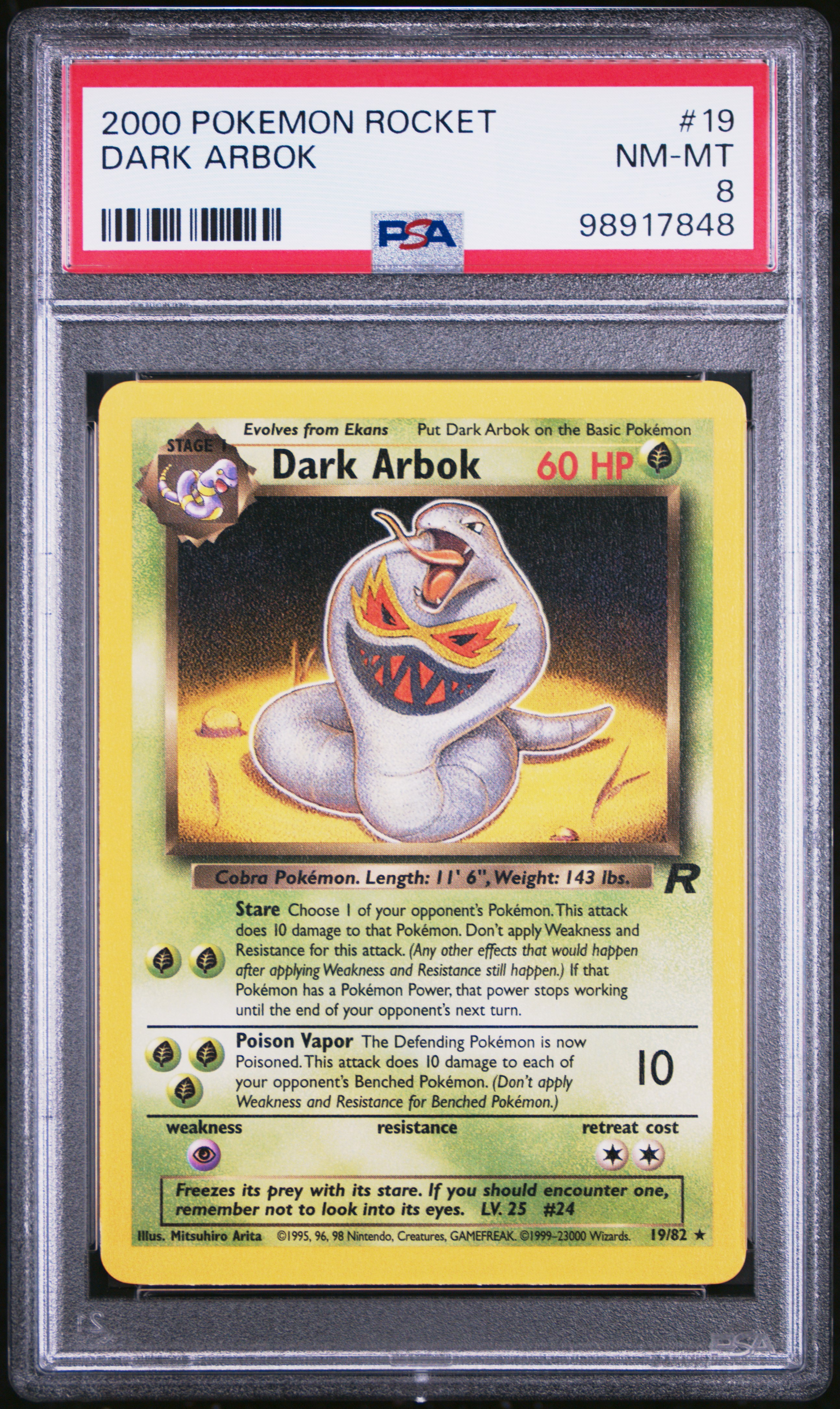 2000 #19 Dark Arbok PSA 8 Rocket