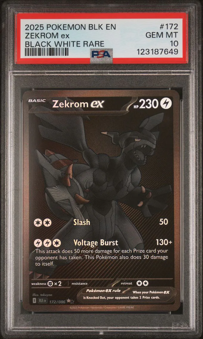 2025 #172 Zekrom EX PSA 10 Blk EN-Black Bolt