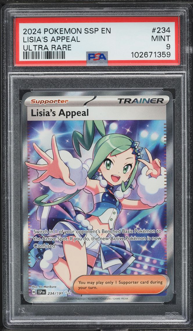 2024 #234 SV SURGING SPARKS FULL ART LISIA'S APPEAL PSA 9 POKEMON