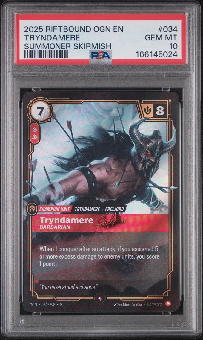 2025 #034 Tryndamere - Barbarian PSA 10 Riftbound: League of Legends Ogn-Origins