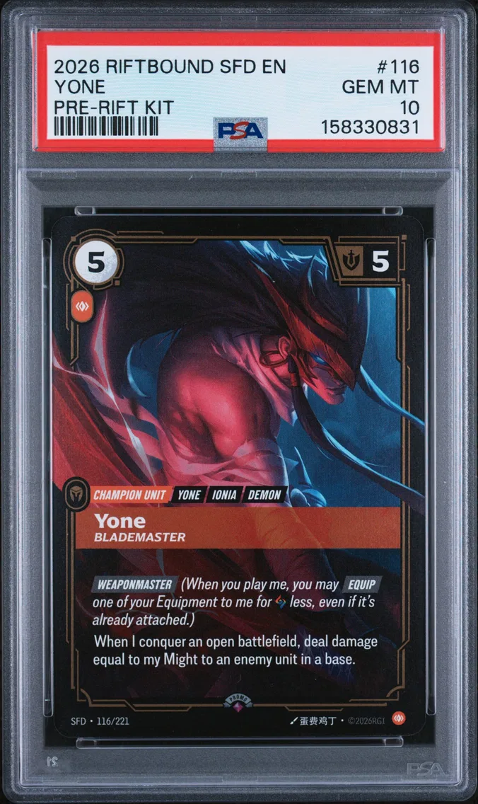 2026 #116 Yone - Blademaster PSA 10 Riftbound: League of Legends Sfd-Spiritforged