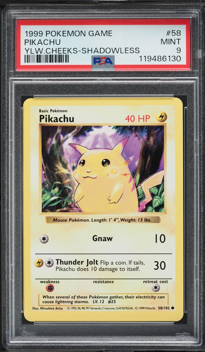 1999 #58 Pikachu PSA 9 Game Pokemon
