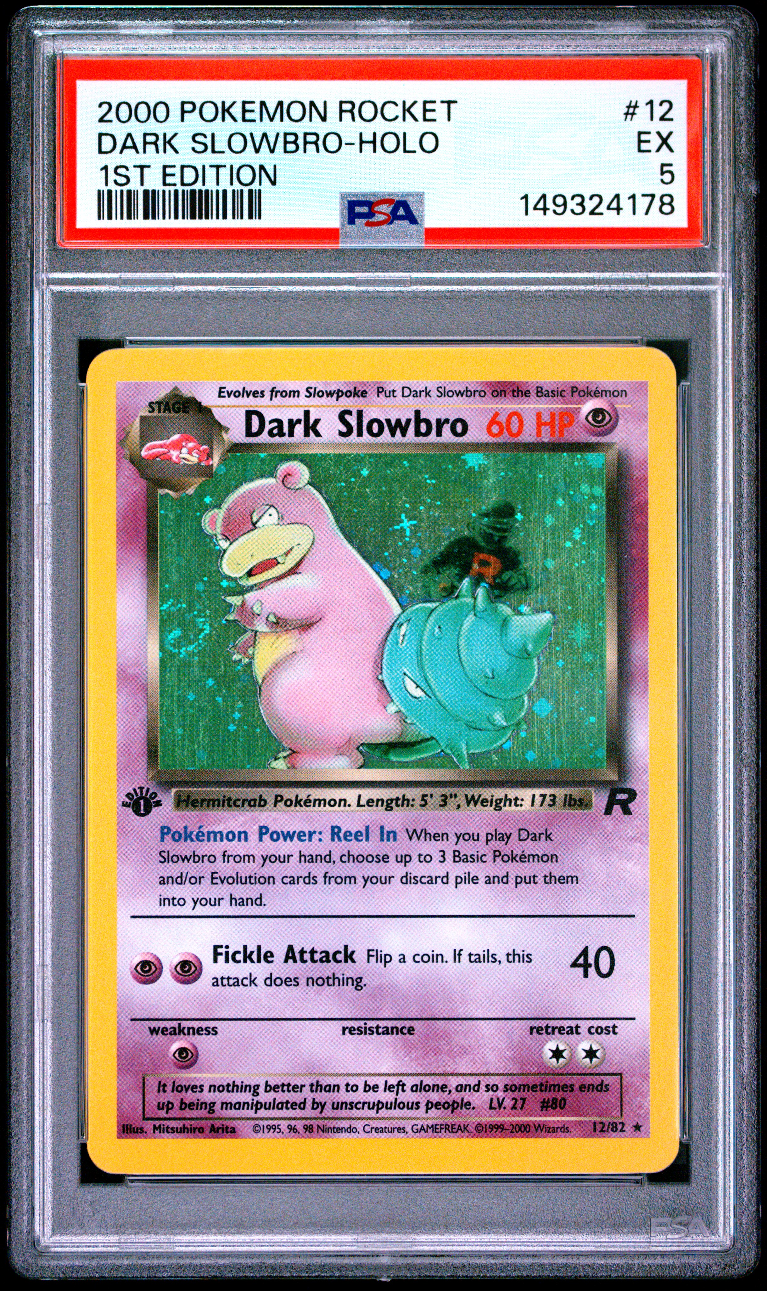 2000 #12 Dark Slowbro-Holo 1st Edition PSA 5 Rocket