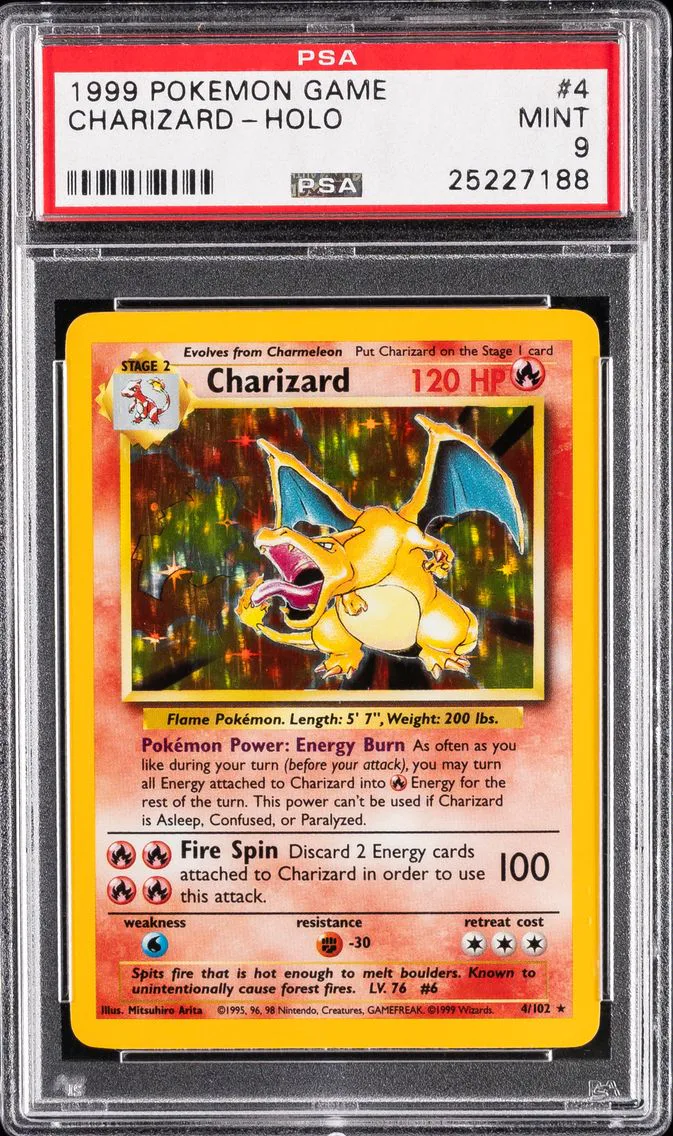 1999 #4 Charizard-Holo PSA 9 Game Pokemon