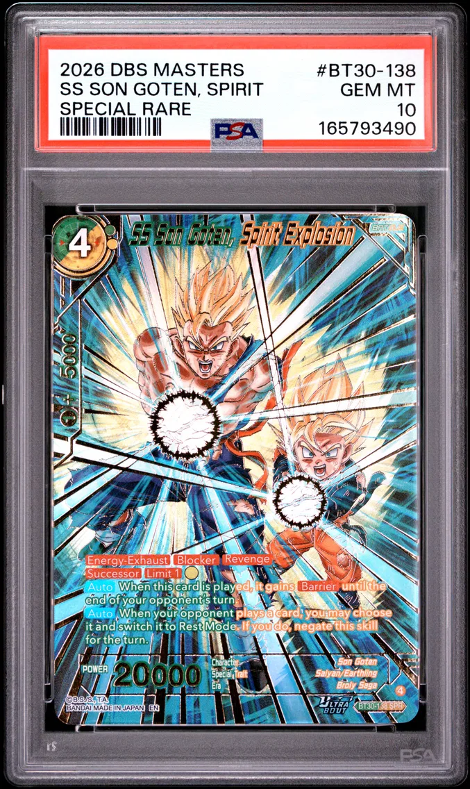 2026 #BT30-138 SS Son Goten, Spirit Explosion PSA 10 Dragon Ball Super Card Game Masters Series 30 Three Glorious Fighters