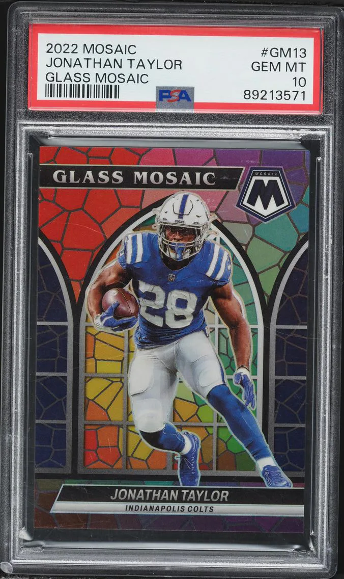 2022 #GM13 Jonathan Taylor PSA 10 Panini Mosaic Glass Mosaic Football