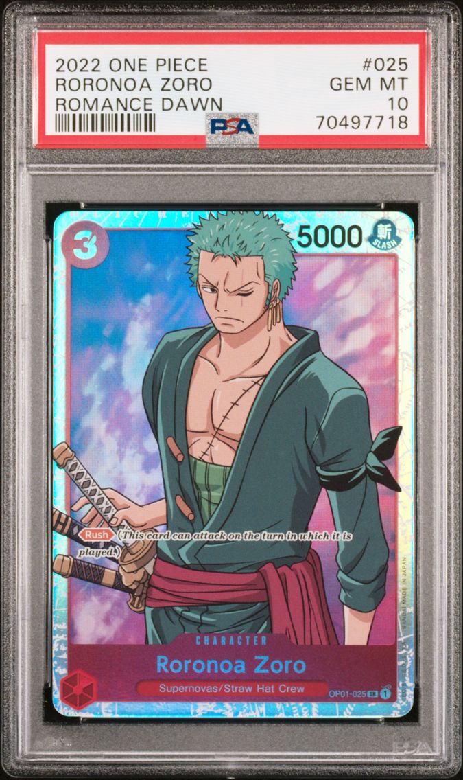 2022 #025 Roronoa Zoro PSA 10 One Piece OP01-Romance Dawn