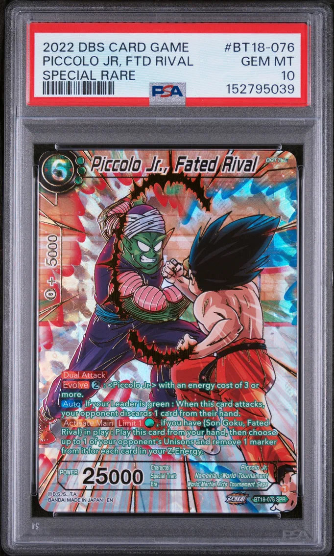 2022 #BT18-076 Piccolo Jr., Fated Rival PSA 10 Dragon Ball Super Card Game Series 18 Dawn of the Z-Legends