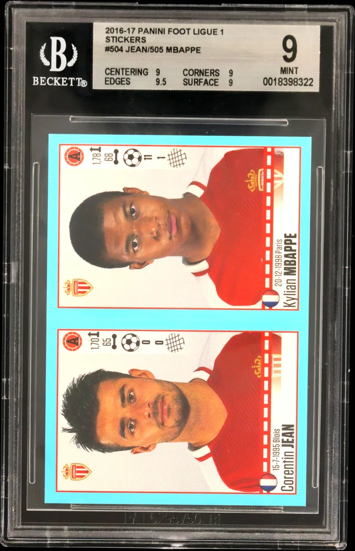 2016 #504 Corentin Jean/505 Kylian Mbappe BGS 9 Panini FOOT Ligue 1 Stickers