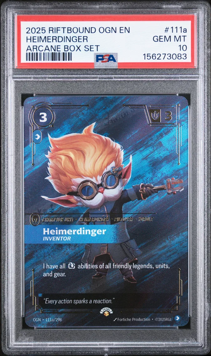 2025 #111a Heimerdinger - Inventor PSA 10 Riftbound: League of Legends Ogn-Origins