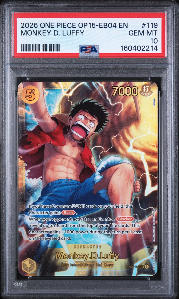 2026 #119 Monkey D. Luffy PSA 10 One Piece OP15-EB04-Adventure on Kami's Island