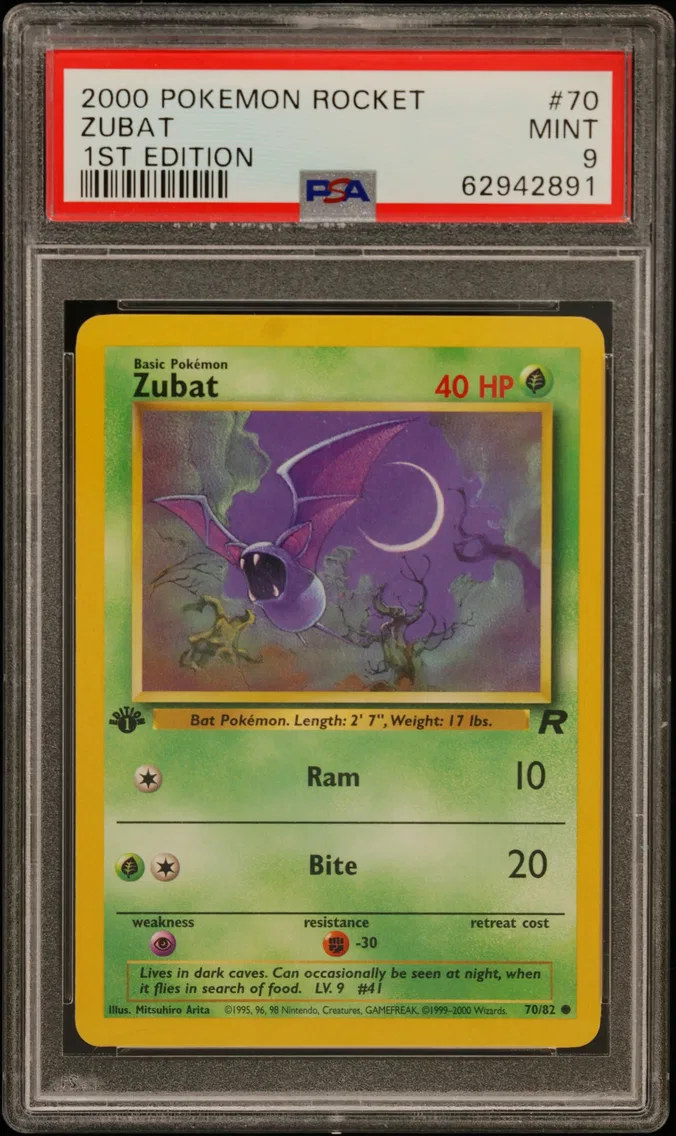 2000 #70 Zubat 1st Edition PSA 9 Rocket