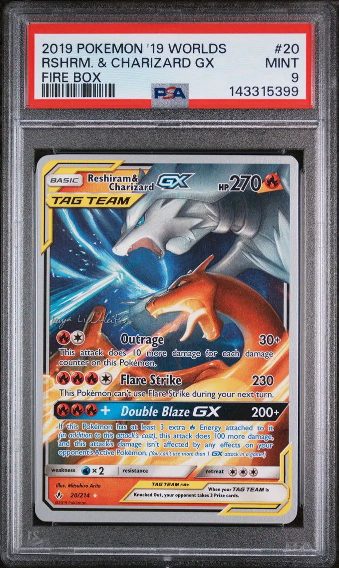 2019 #20 Reshiram & Charizard GX PSA 9 2019 World Championships Deck: Fire Box Pokemon