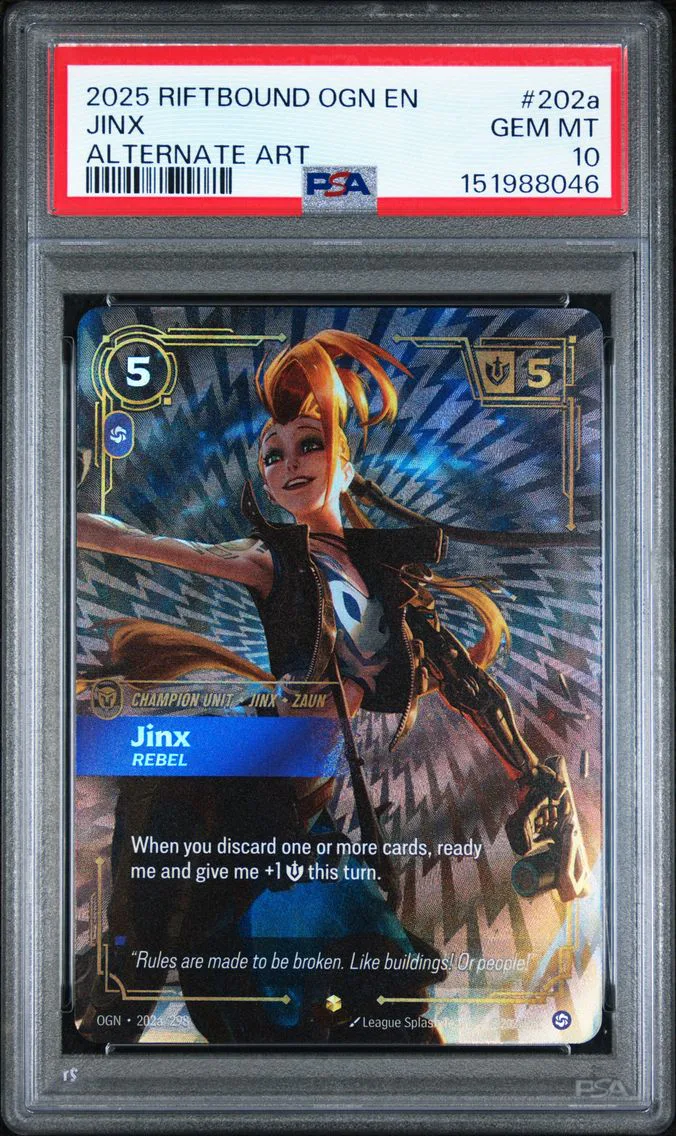 2025 #202a Jinx - Rebel PSA 10 Riftbound: League of Legends Ogn-Origins