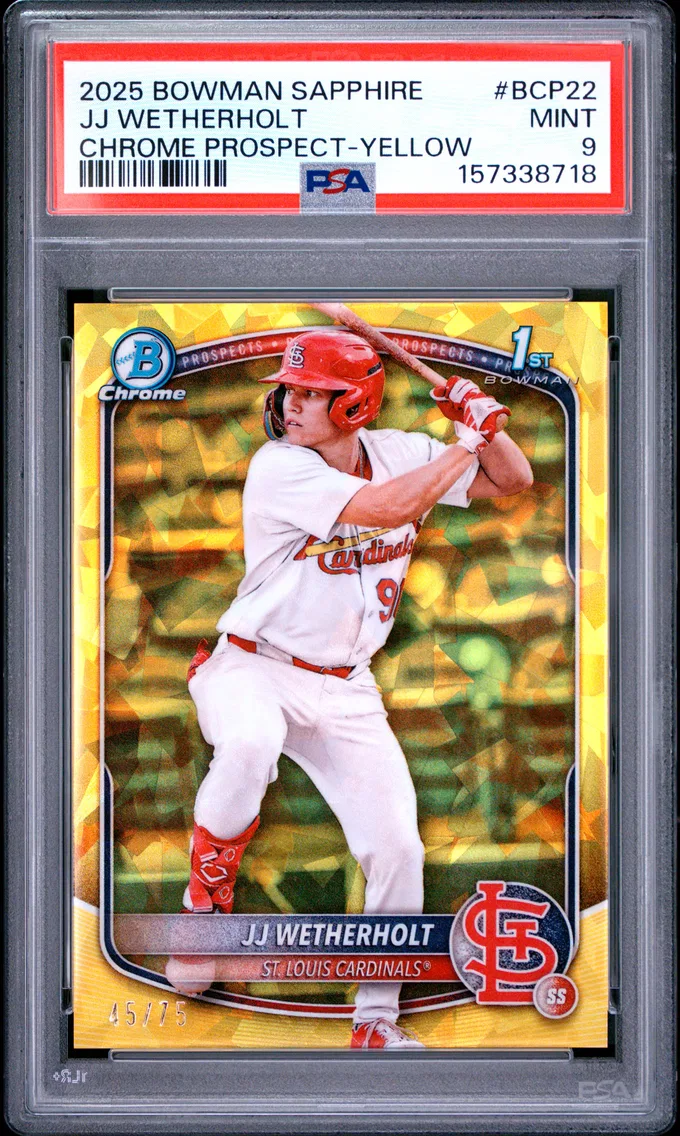 2025 #BCP22 JJ WETHERHOLT PSA 9 Bowman Sapphire Edition Chrome Prospects