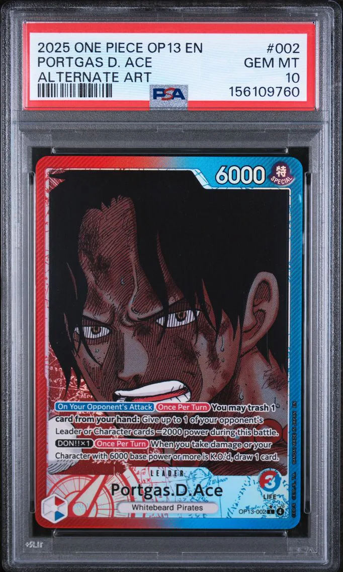 2025 #002 PORTGAS D. ACE PSA 10 One Piece OP13-Carrying on His Will