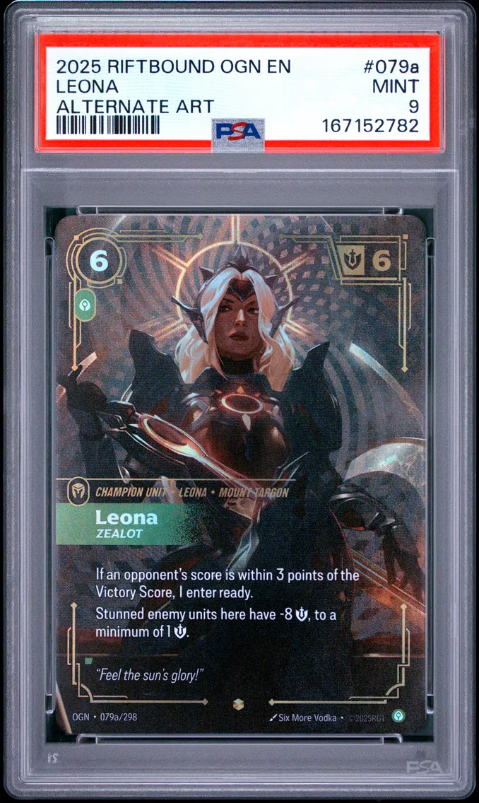 2025 #079a Leona - Zealot PSA 9 Riftbound: League of Legends Ogn-Origins
