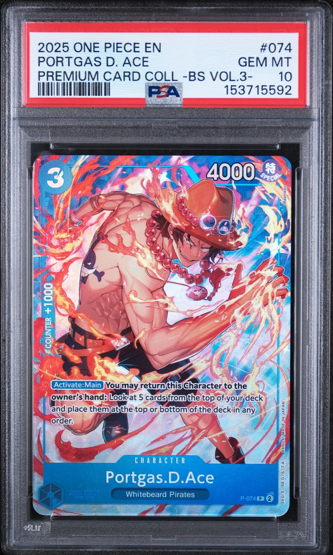 2025 #074 Portgas D. Ace PSA 10 One Piece Premium Card Collection -Best Selection Vol.3-