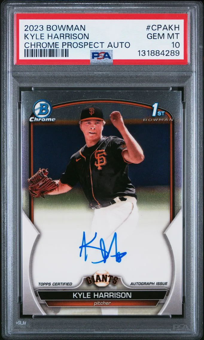 2023 #CPAKH Kyle Harrison PSA 10 Bowman Chrome Prospect Autographs