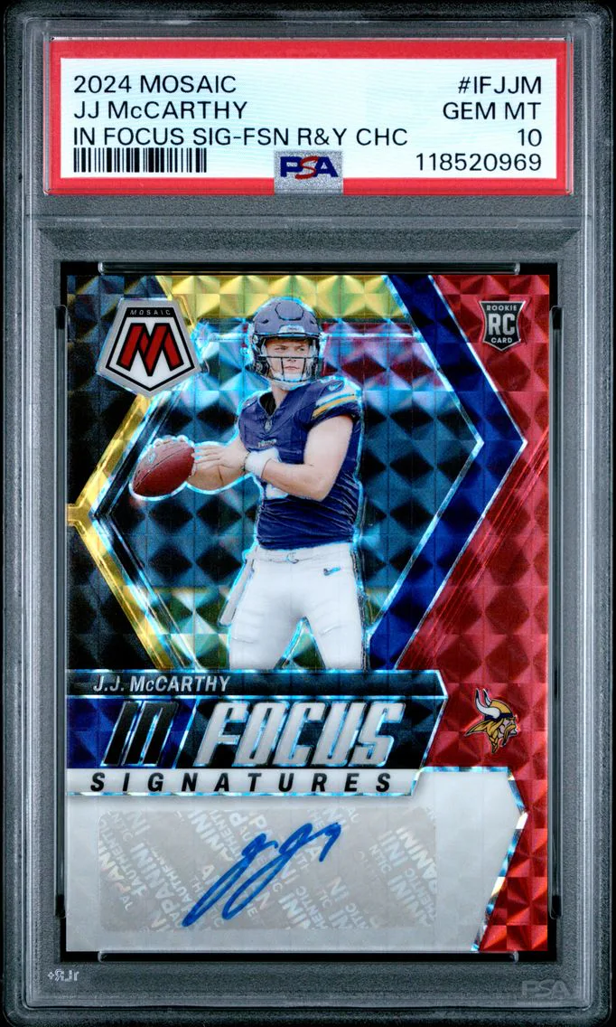 2024 #IFJJM JJ McCarthy PSA 10 Panini Mosaic in Focus Signatures