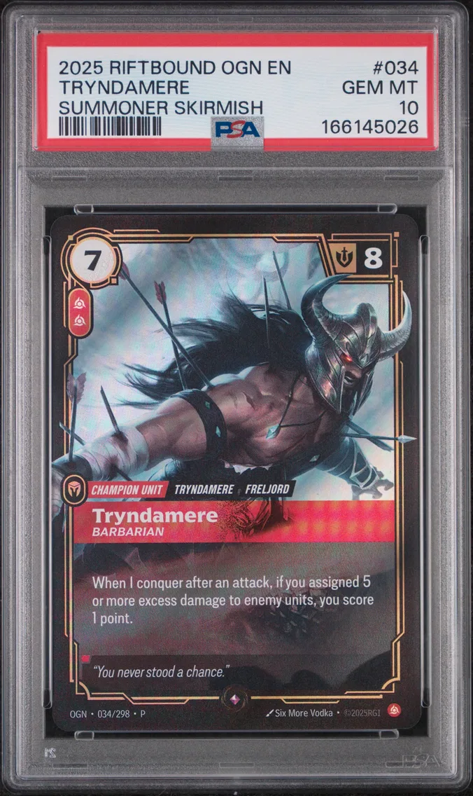 2025 #034 Tryndamere - Barbarian PSA 10 Riftbound: League of Legends Ogn-Origins