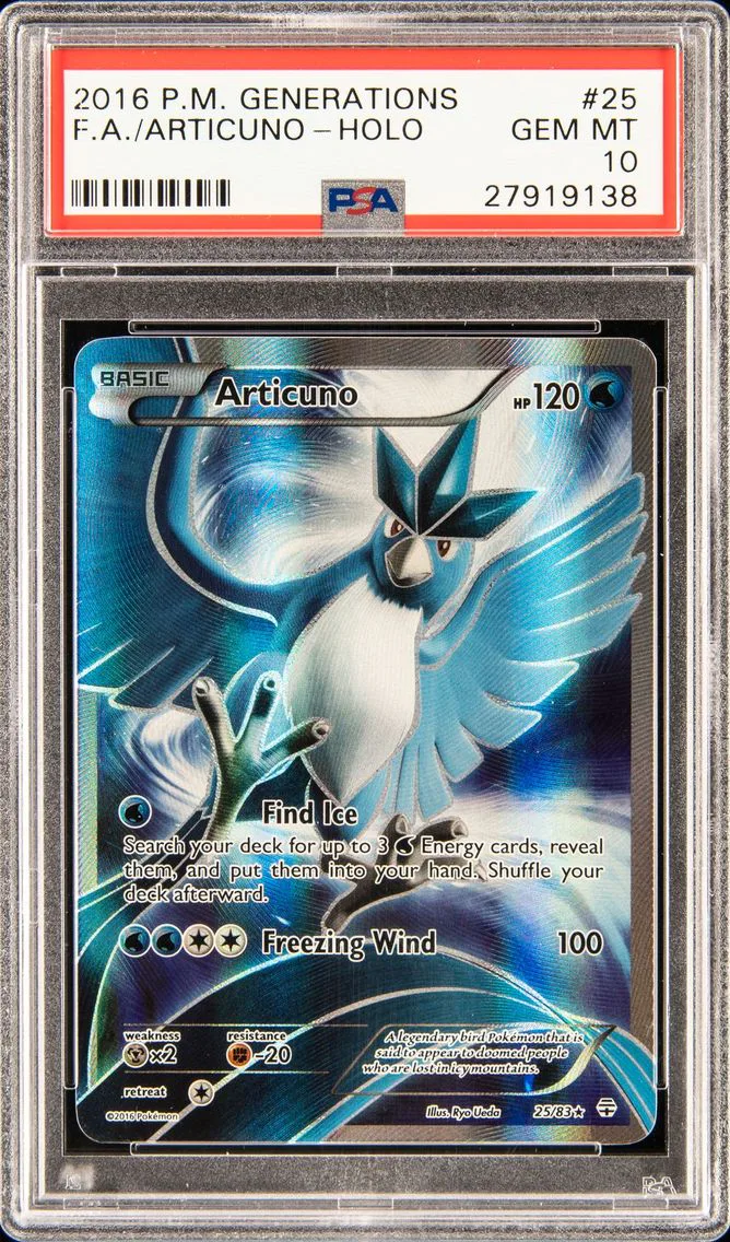 2016 POKEMON XY GENERATIONS #25 FULL ART/ARTICUNO PSA 10