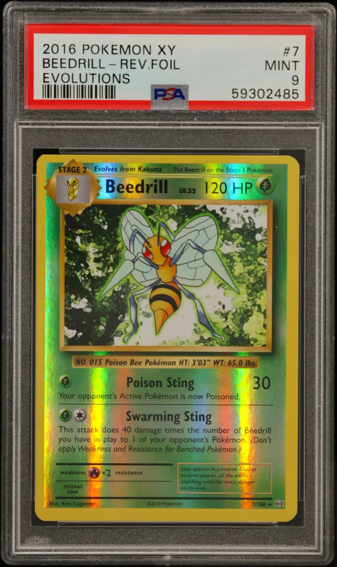 2016 Pokemon XY Evolutions Beedrill-Reverse Foil XY Evolutions #7 PSA 9
