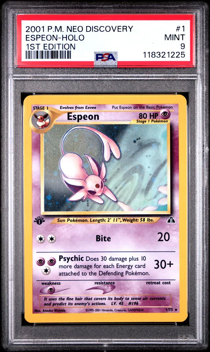 2001 #1 Espeon-Holo 1st Edition PSA 9 Neo Discovery