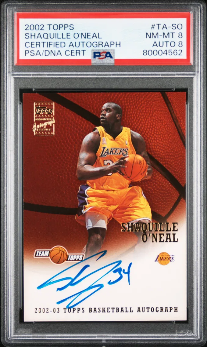 2002 #TA-SO Shaquille O'Neal PSA 8 Topps Certified Autograph