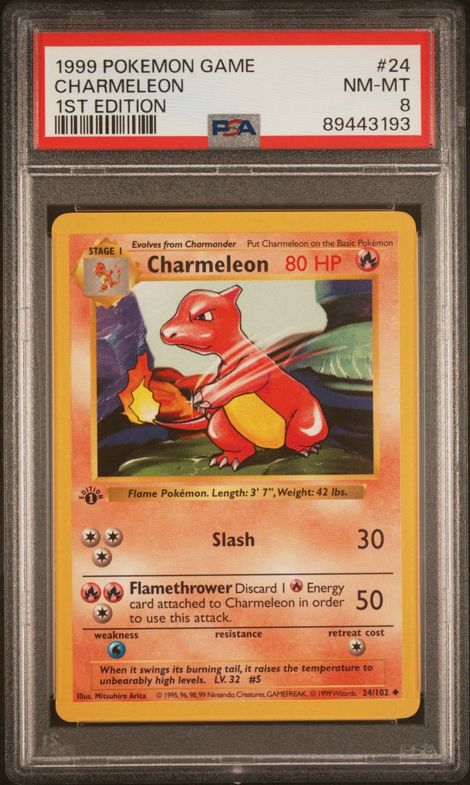 1999 #24 1ST EDITION CHARMELEON PSA 8 POKEMON GAME