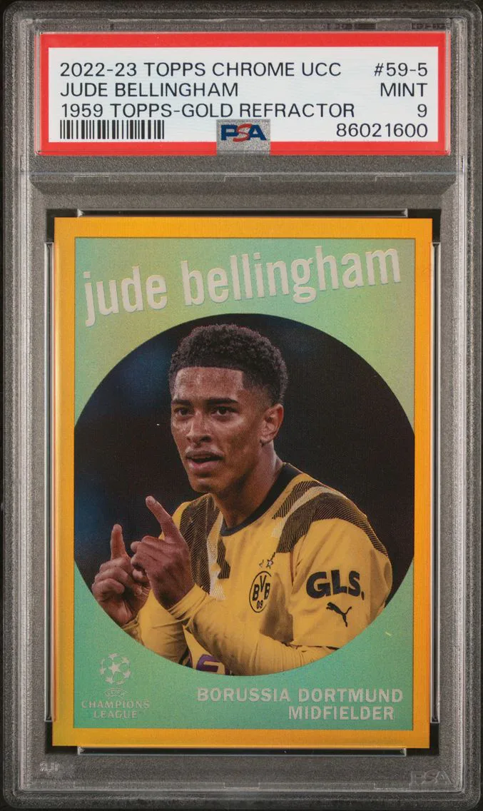 2022 #59-5 Jude Bellingham PSA 9 Topps Chrome UEFA Club Competitions 1959 Topps