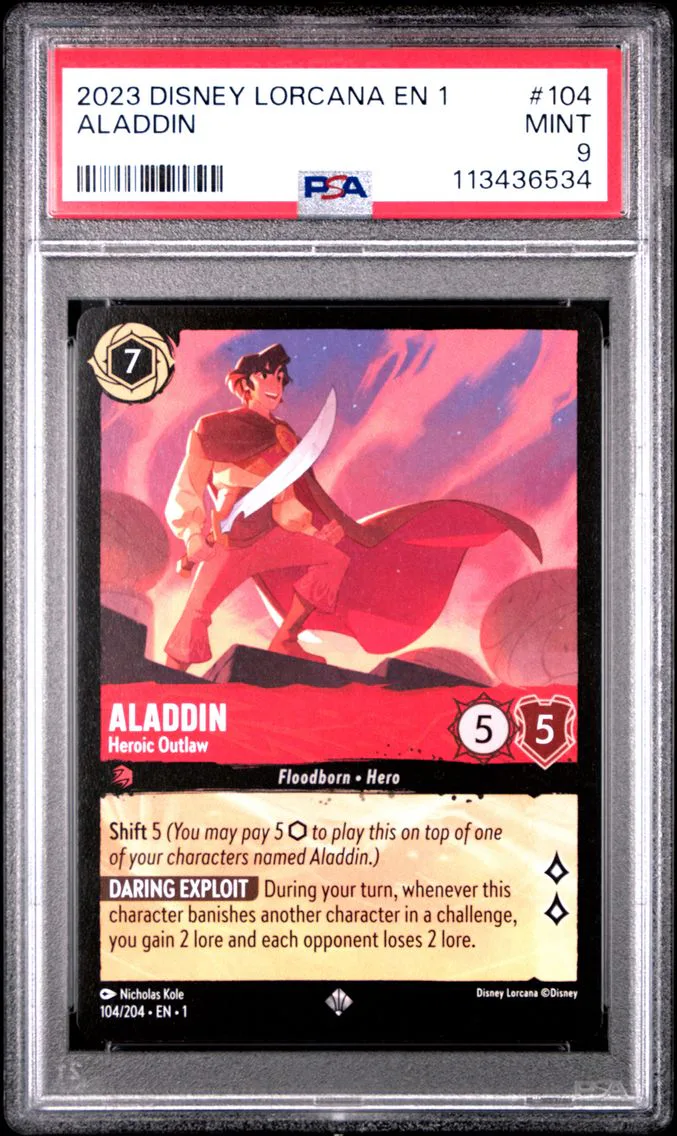2023 #104 Aladdin - Heroic Outlaw PSA 9 Disney Lorcana EN 1-the First Chapter