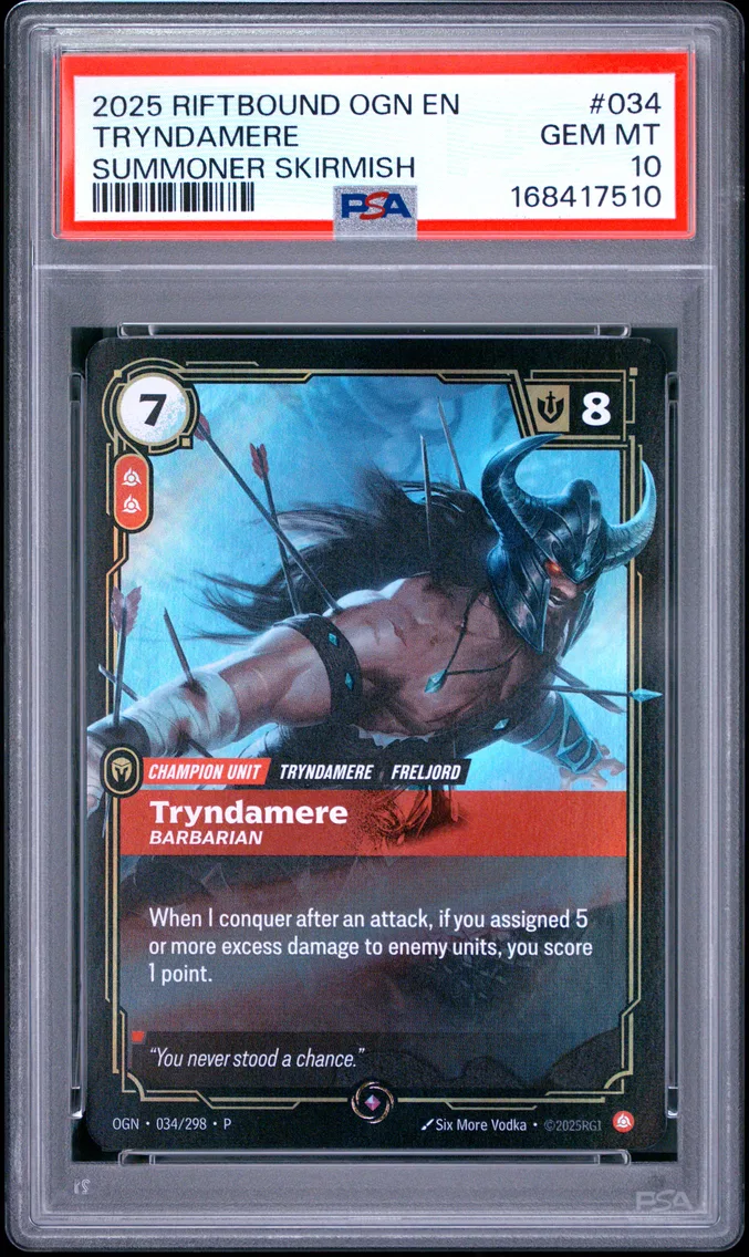 2025 #034 Tryndamere - Barbarian PSA 10 Riftbound: League of Legends Ogn-Origins