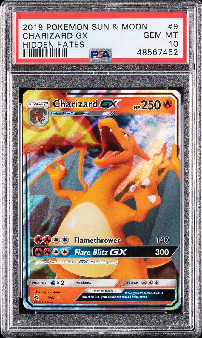 2019 #9 Charizard GX PSA 10 Sun & Moon Hidden Fates Pokemon
