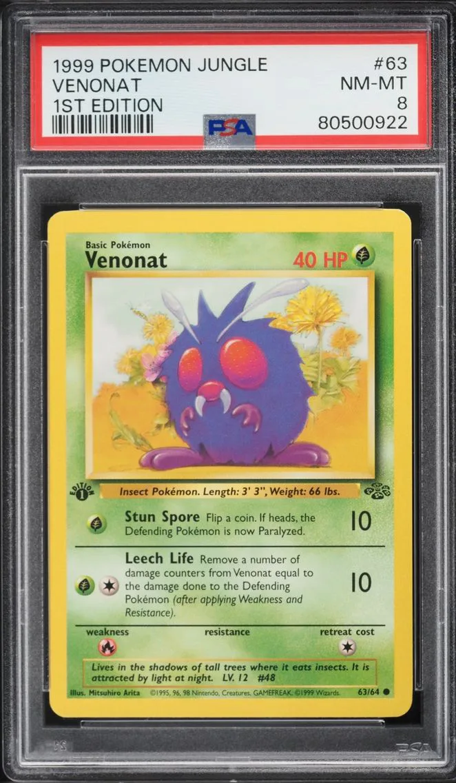 1999 #63 Venonat PSA 8 Pokemon Jungle 1st Edition