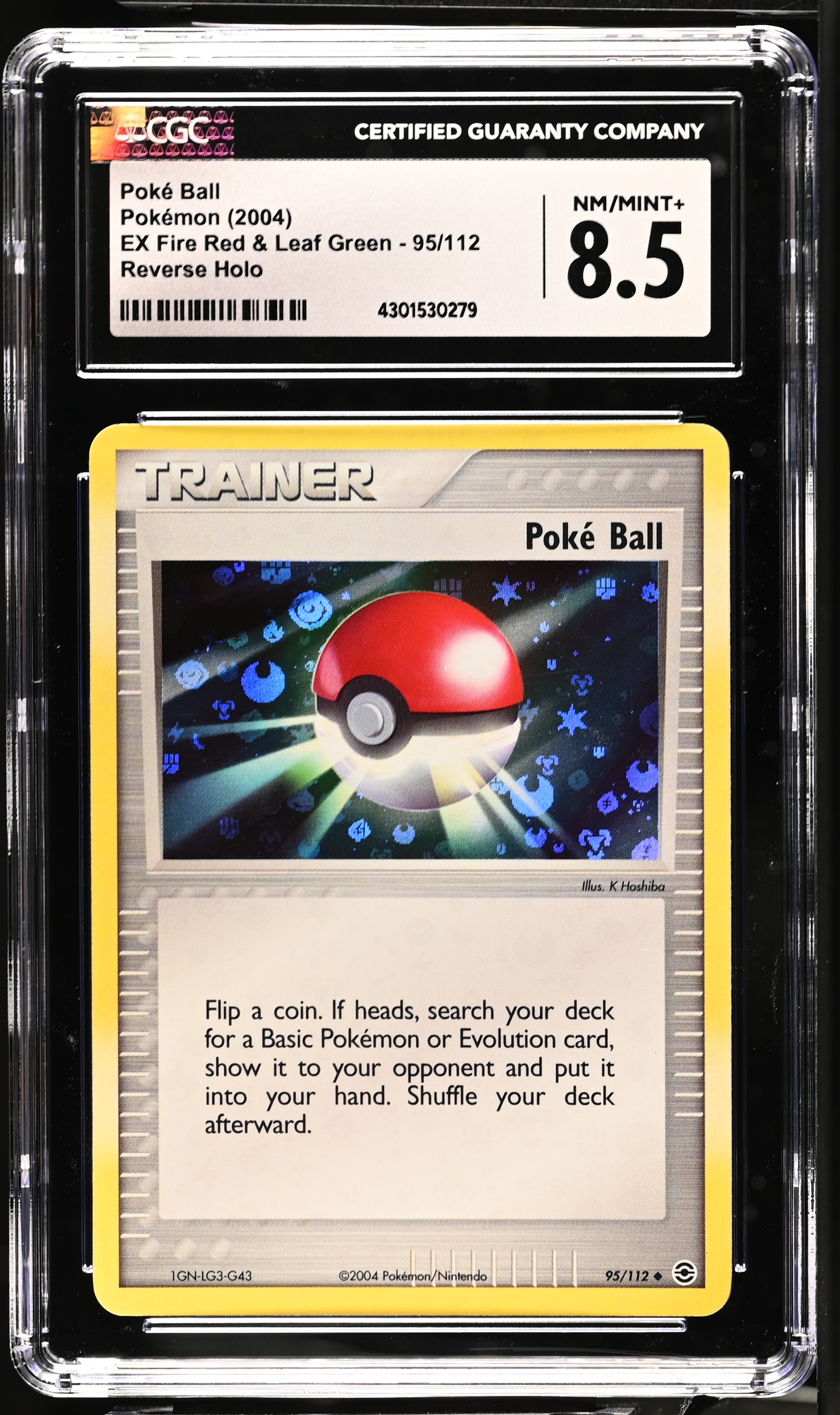 2004 #95 Poke Ball CGC 8.5 Reverse Holo Ex Fire Red & Leaf Green - English Pokemon