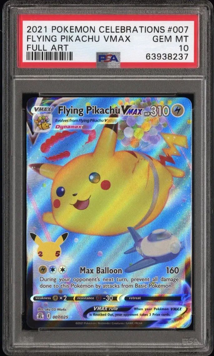 2021 Pokemon Celebrations Full Art/Flying Pikachu Vmax Celebrations #007 PSA 10