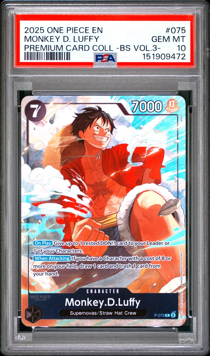 2025 #075 Monkey D. Luffy PSA 10 One Piece Premium Card Collection -Best Selection Vol.3-