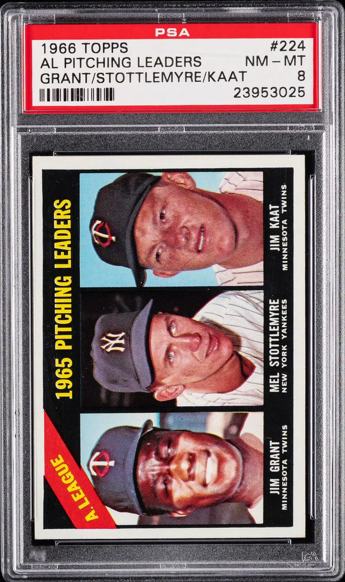 1966 #224 AL Pitching Leaders PSA 8 Topps