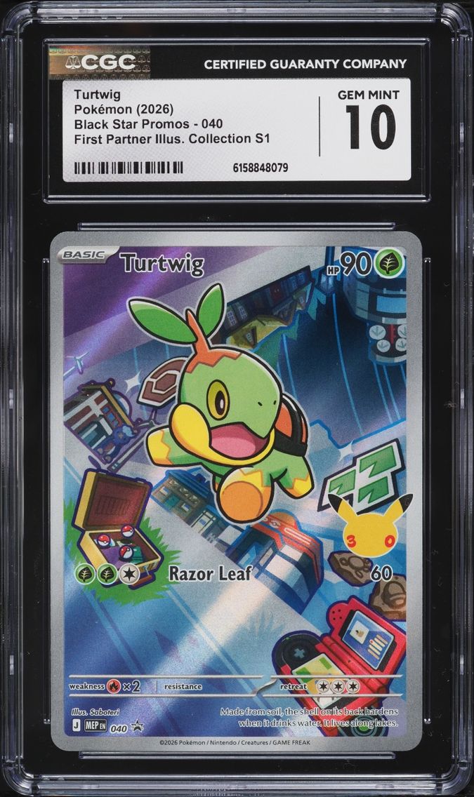 2026 Pokemon Mega Promo First Partner Illustration Full Art Turtwig #40 CGC 10 GEM MINT