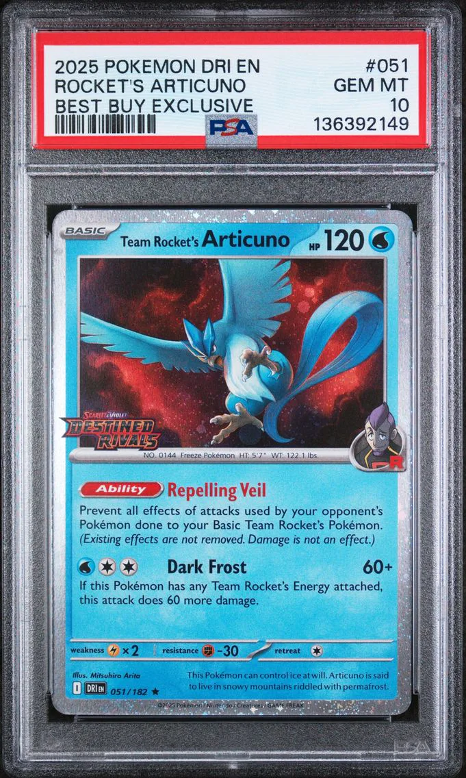 2025 #051 Team Rocket's Articuno PSA 10 Dri EN-Destined Rivals