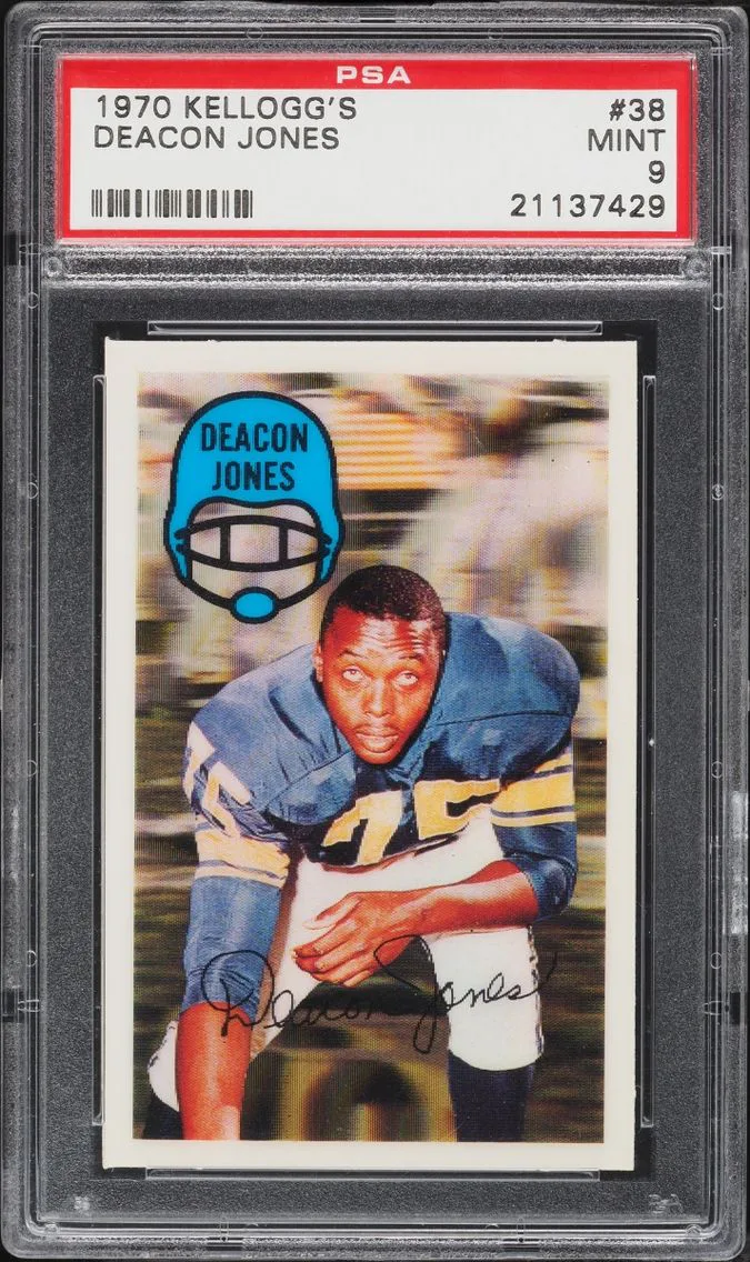 1970 #38 Deacon Jones PSA 9 Kellogg's Football