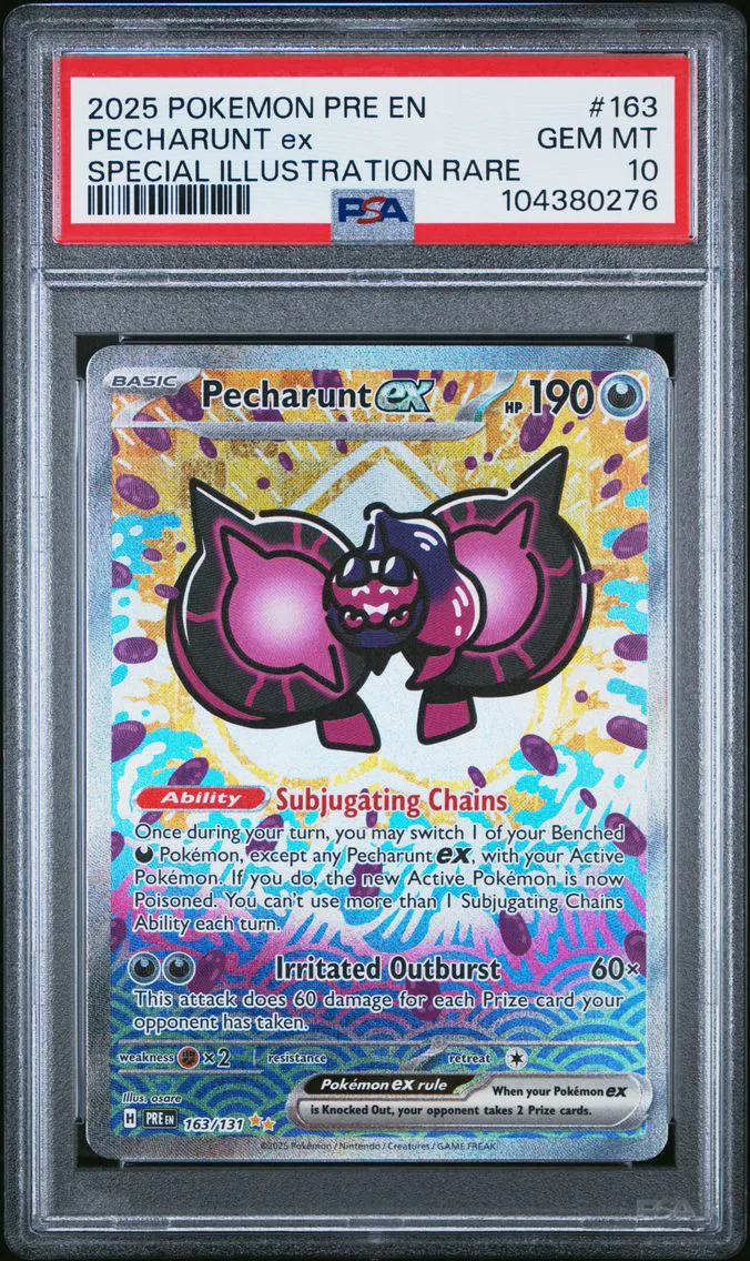 2025 #163 PECHARUNT EX PSA 10 POKEMON PRE EN-PRISMATIC EVOLUTIONS | SPECIAL ILLUSTRATION RARE