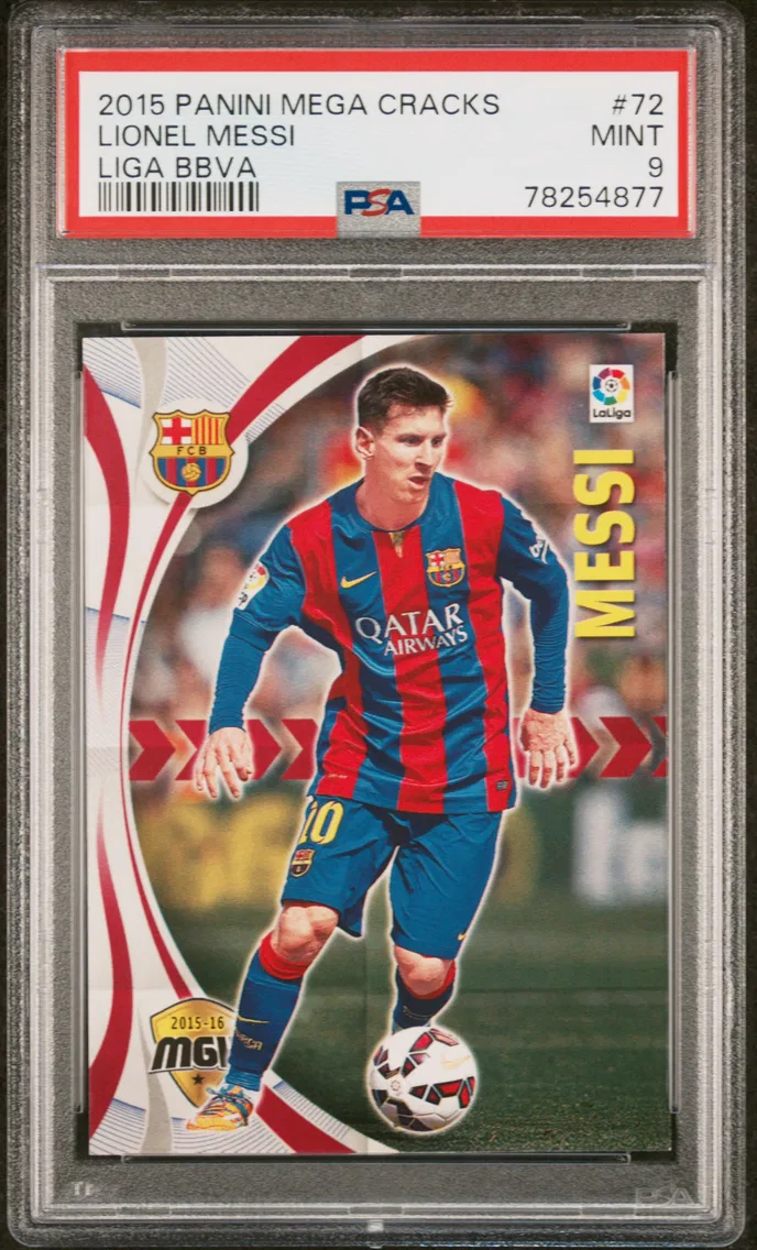 2015 #72 Lionel Messi PSA 9 Panini Mega Cracks Liga Bbva