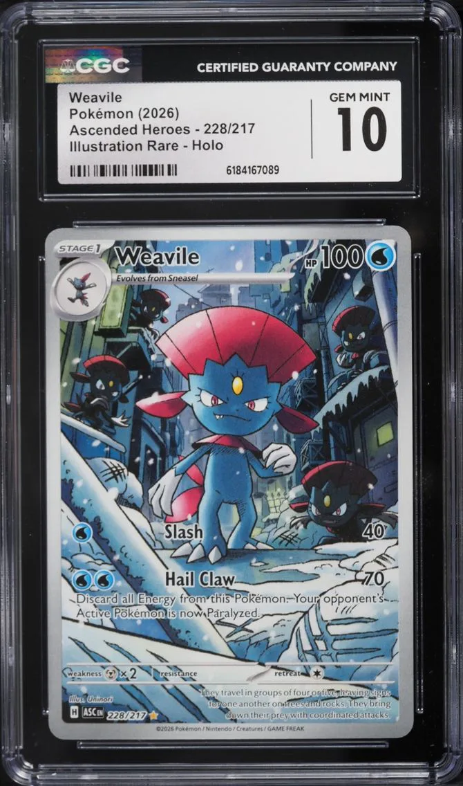 2026 #228 Weavile CGC 10 Pokemon Mega Evolution Ascended Heroes IR
