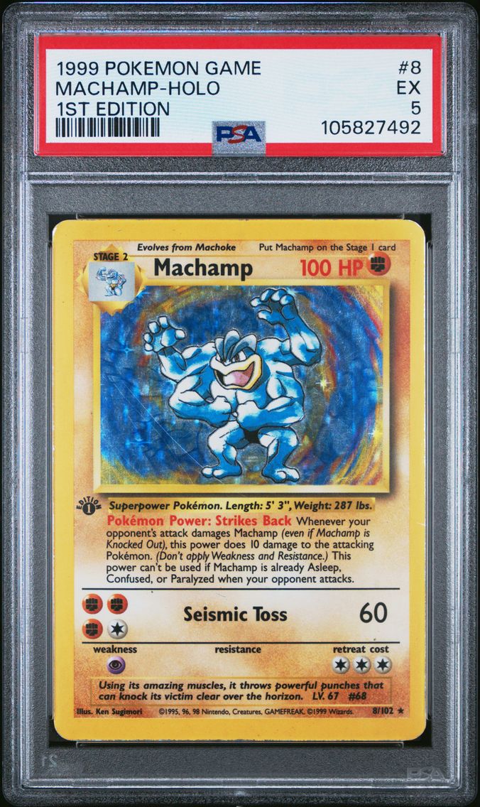 1999 #8 MACHAMP-HOLO PSA 5 POKEMON GAME | 1ST EDITION