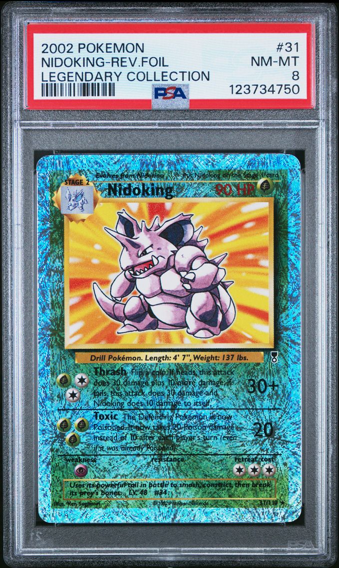 2002 #31 Nidoking-Reverse Foil PSA 8 Legendary Collection Pokemon