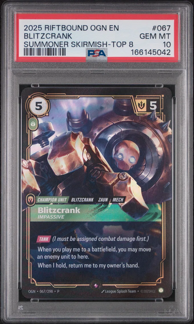 2025 #067 Blitzcrank - Impassive PSA 10 Riftbound: League of Legends Ogn-Origins