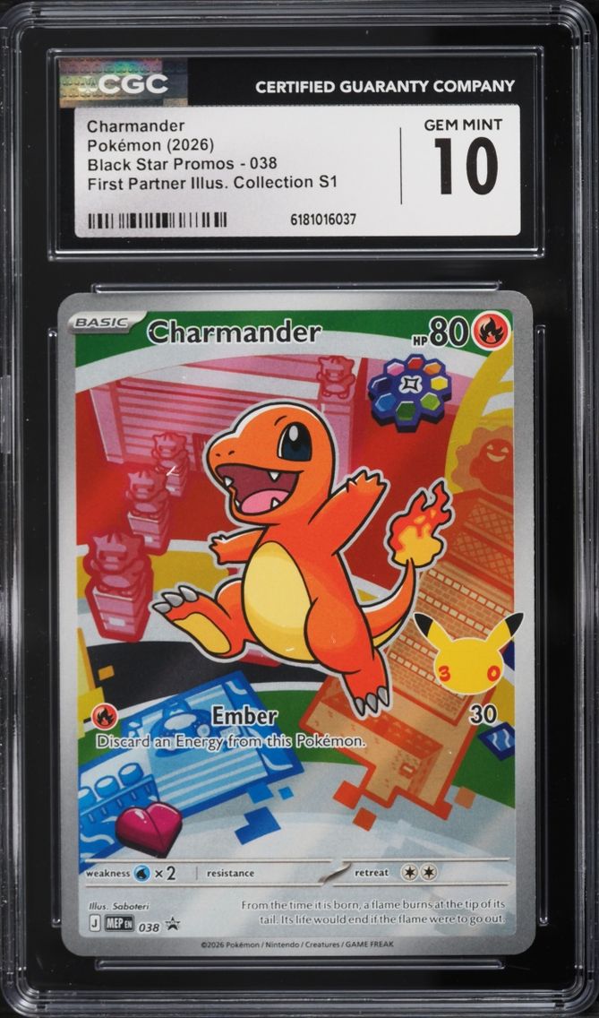 2026 Pokemon Mega Promo First Partner Illustration S1 Full Art Charmander #38 CGC 10 GEM MINT