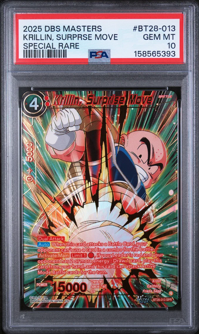 2025 #BT28-013 Krillin, Surprse Move PSA 10 Dragon Ball Super Card Game Masters Series 28 Prismatic Clash